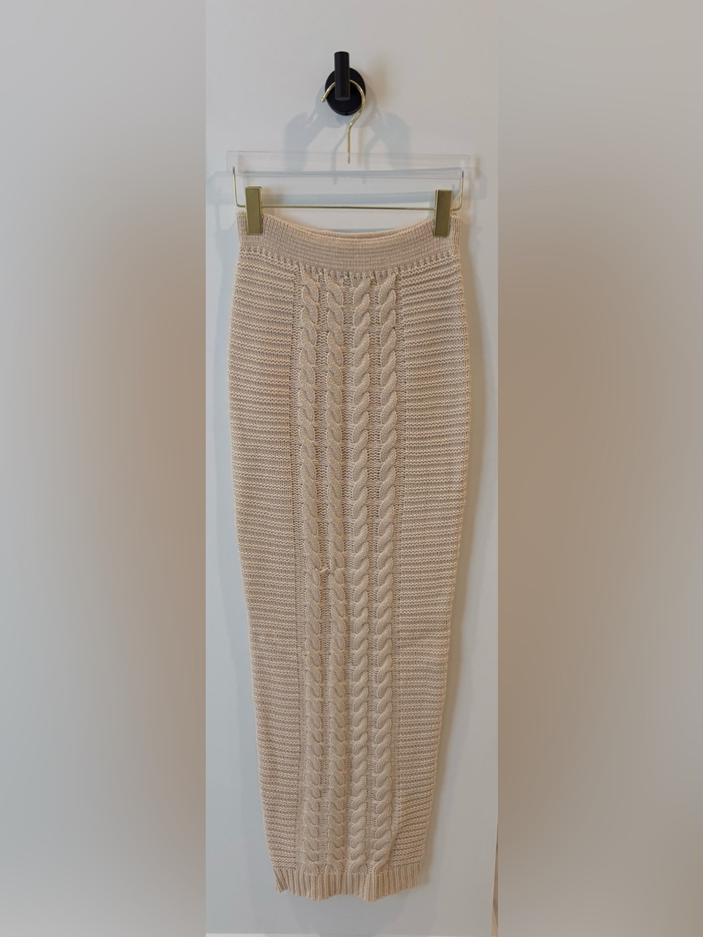 JLUXLABEL Cream Cable Knit Pencil Skirt